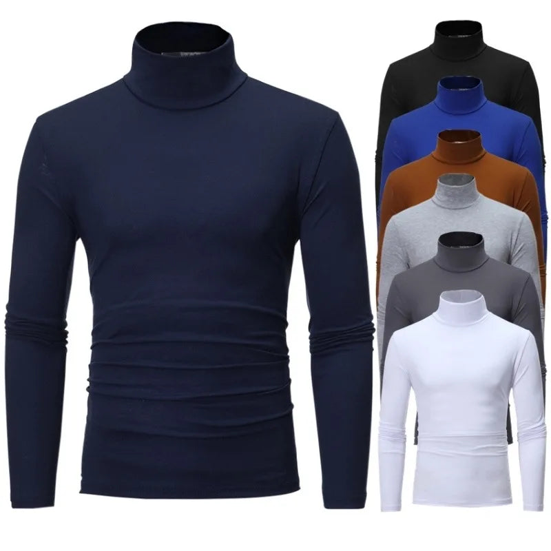 Camiseta térmica de cuello alto para hombre – Manga larga, ajustada y cálida