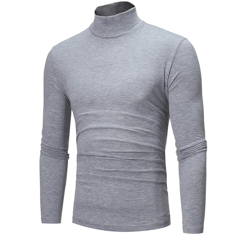 Camiseta térmica de cuello alto para hombre – Manga larga, ajustada y cálida